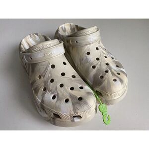 CROCS Classic CRUSH MARBLED Platform‎ CLOG 208265-2Y3 Bone Men’s Sz 13 NEW